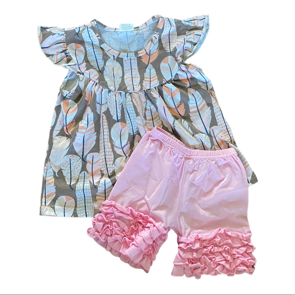 Boho feather girls outfit
